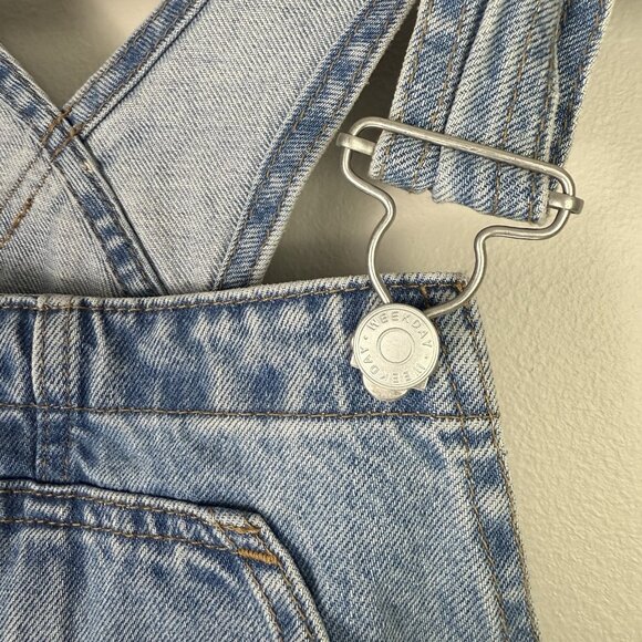 WEEKDAY Dusty Dungaree Denim Overall Shorts Blue Sz 34 NWT Baggy 90s Y2K Grunge - Picture 8 of 12